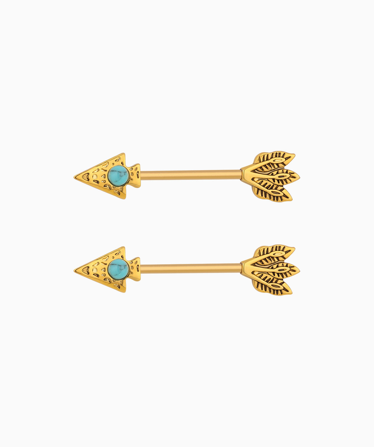 Turquoise Arrow Nipple Rings - Stainless Steel - Oumo Jewelry