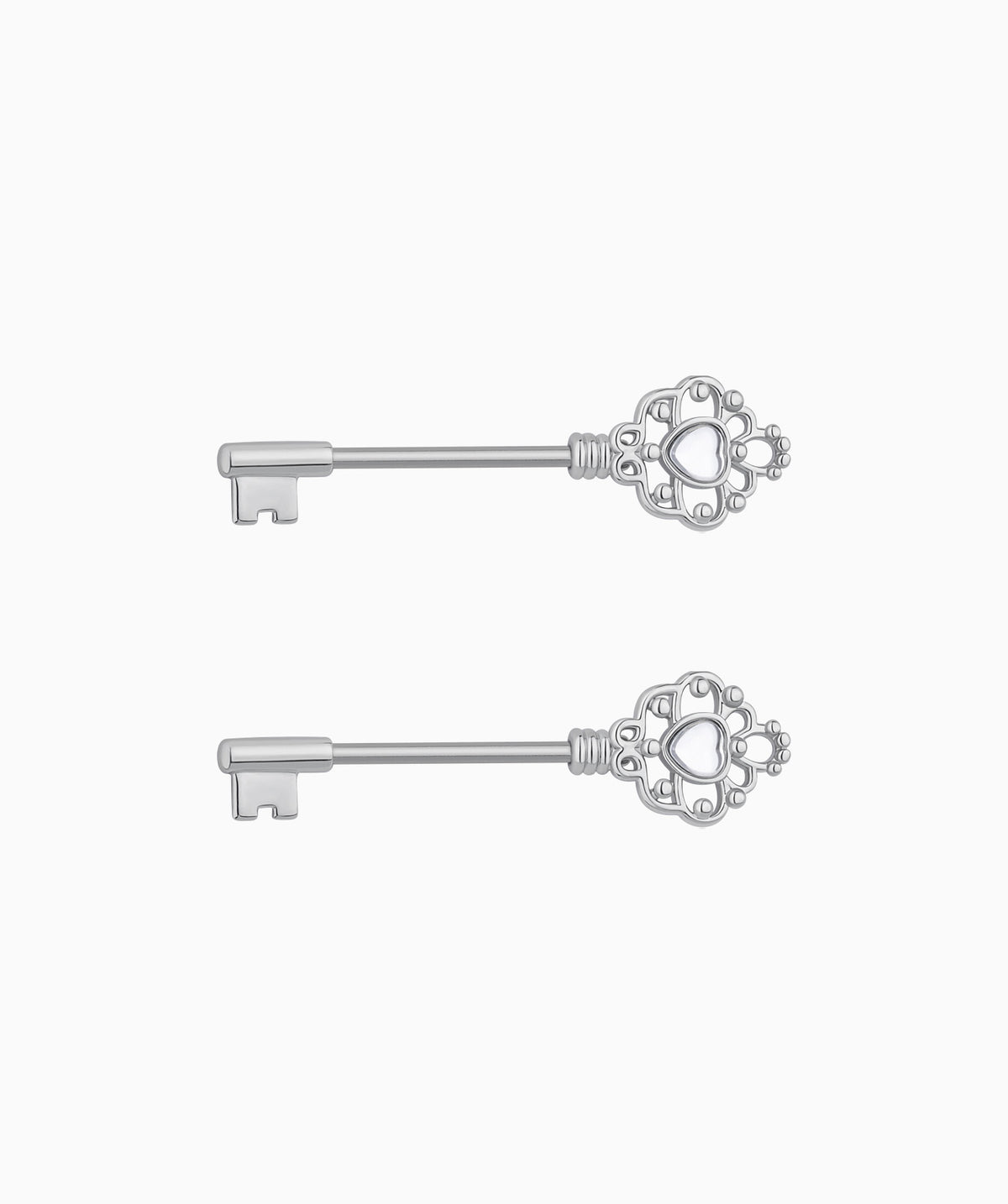 Key to My Heart Nipple Rings - Stainless Steel - Oumo Jewelry