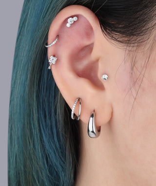 Titanium Gem Curved Flatback Stud - OumoJewelry