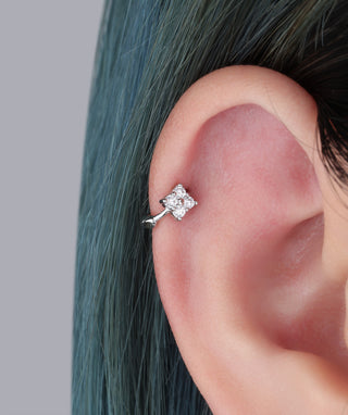 Mini Flower Helix Hoop - OumoJewelry