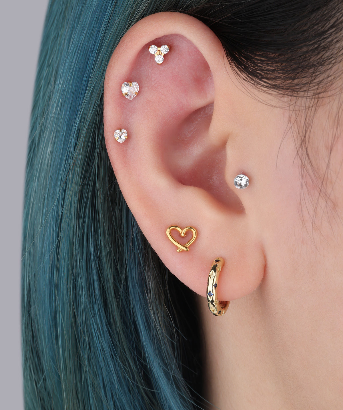 Titanium Gemstone Flatback Stud - Titanium - Helix, Upper Lobe, Conch - Oumo Jewelry