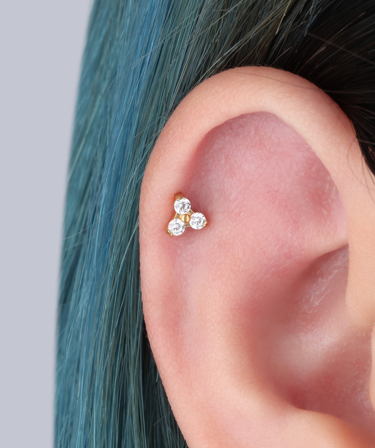 Titanium Gemstone Flatback Stud - Titanium - Helix, Upper Lobe, Conch - Oumo Jewelry