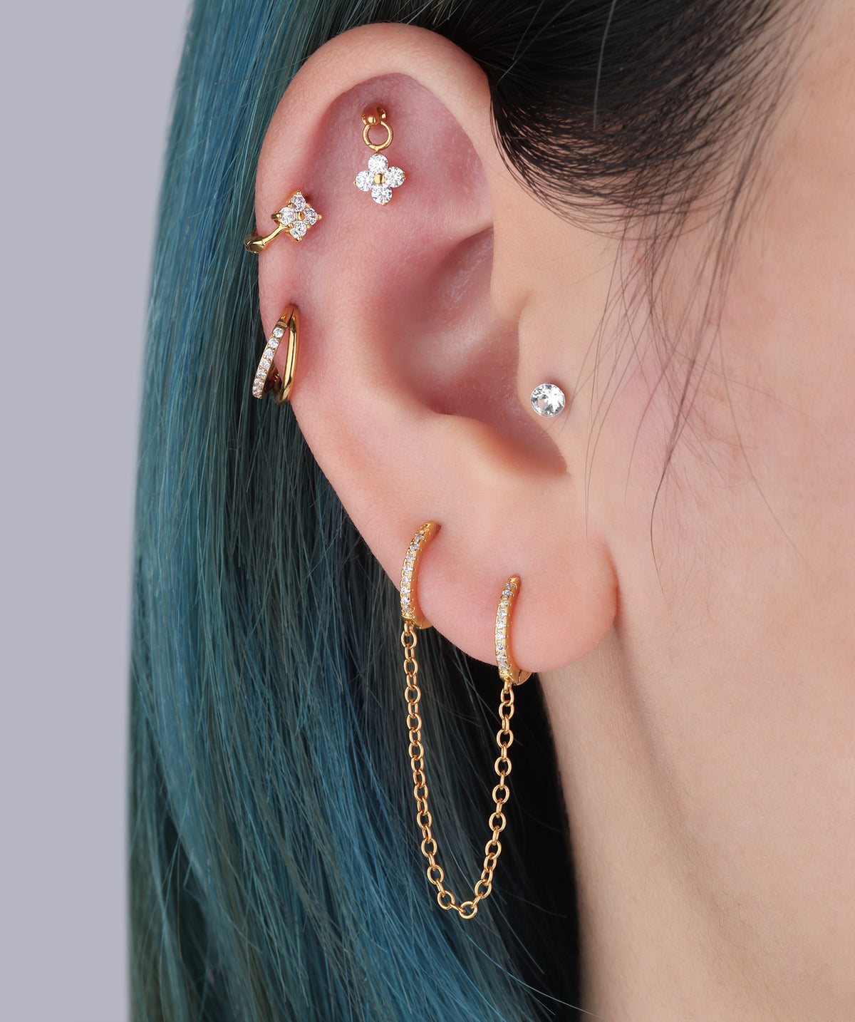 Mini Flower Helix Hoop - Brass - Helix - Oumo Jewelry