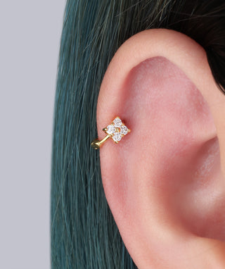 Mini Flower Helix Hoop - OumoJewelry