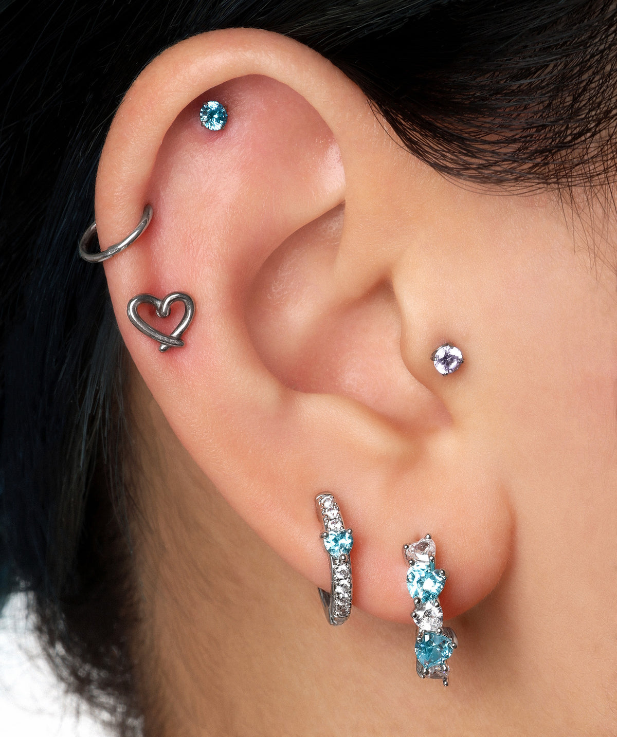 Hearts Hoops - Brass - Lobe - Oumo Jewelry
