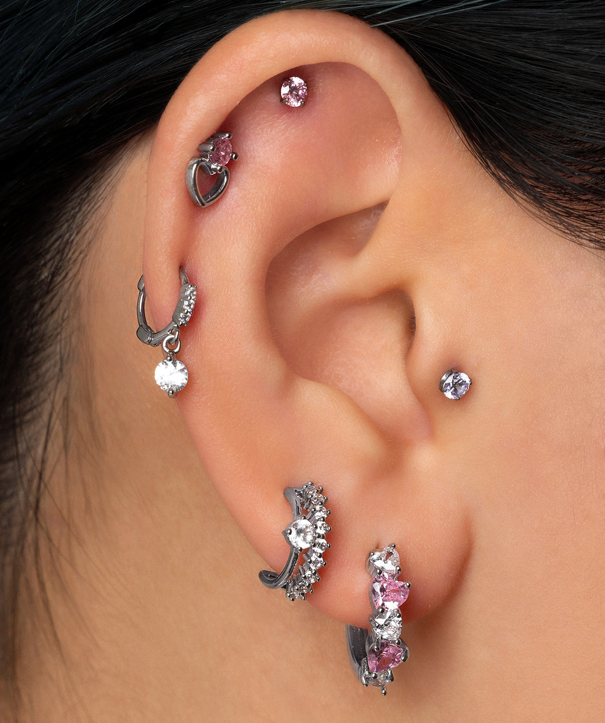 Hearts Hoops - Brass - Lobe - Oumo Jewelry