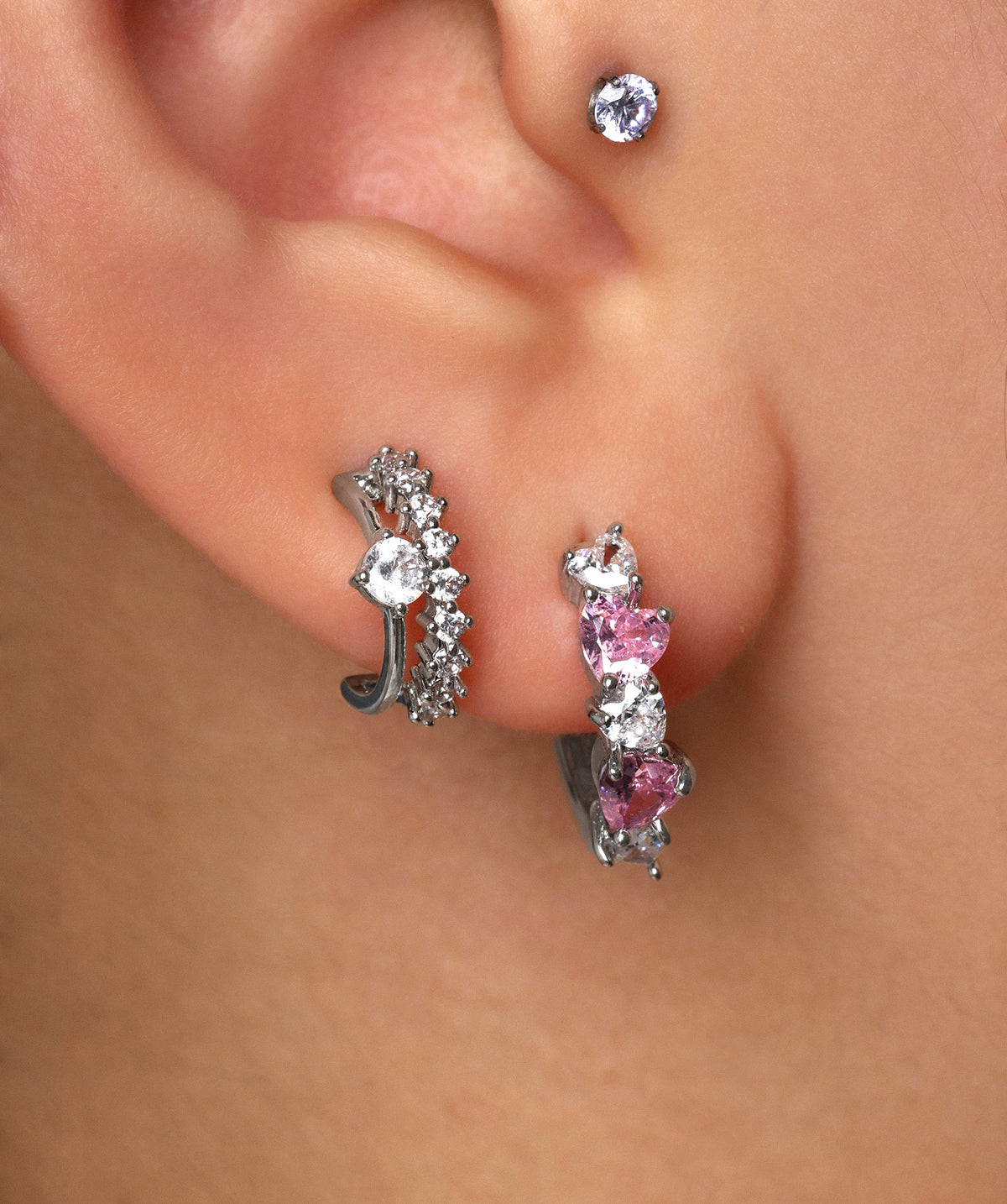 Hearts Hoops - Brass - Lobe - Oumo Jewelry