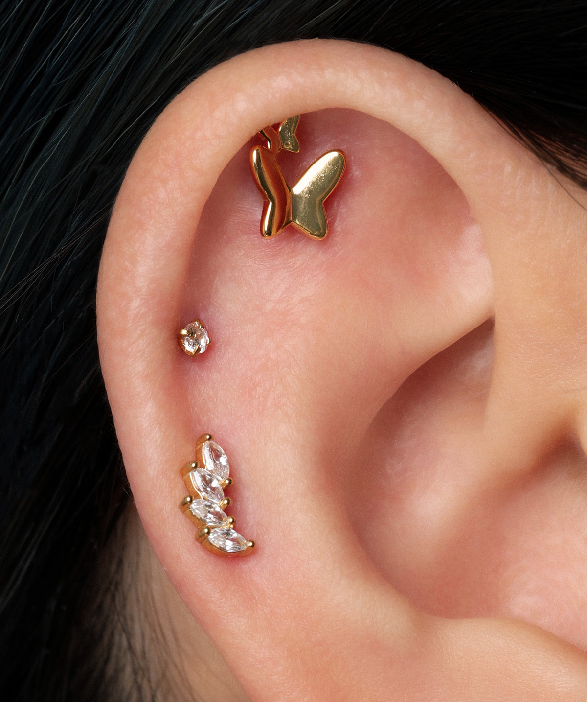 Marquise Titanium Stud - Titanium - Helix, Upper Lobe, Conch - Oumo Jewelry