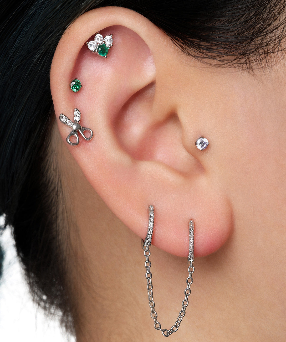 Love Scissors Stud - Stainless Steel - Upper Lobe, Helix - Oumo Jewelry