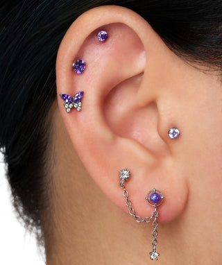 Titanium Charm Butterfly Flatback Stud - OumoJewelry