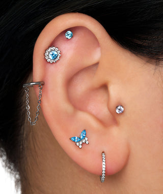 Titanium Charm Butterfly Flatback Stud - OumoJewelry