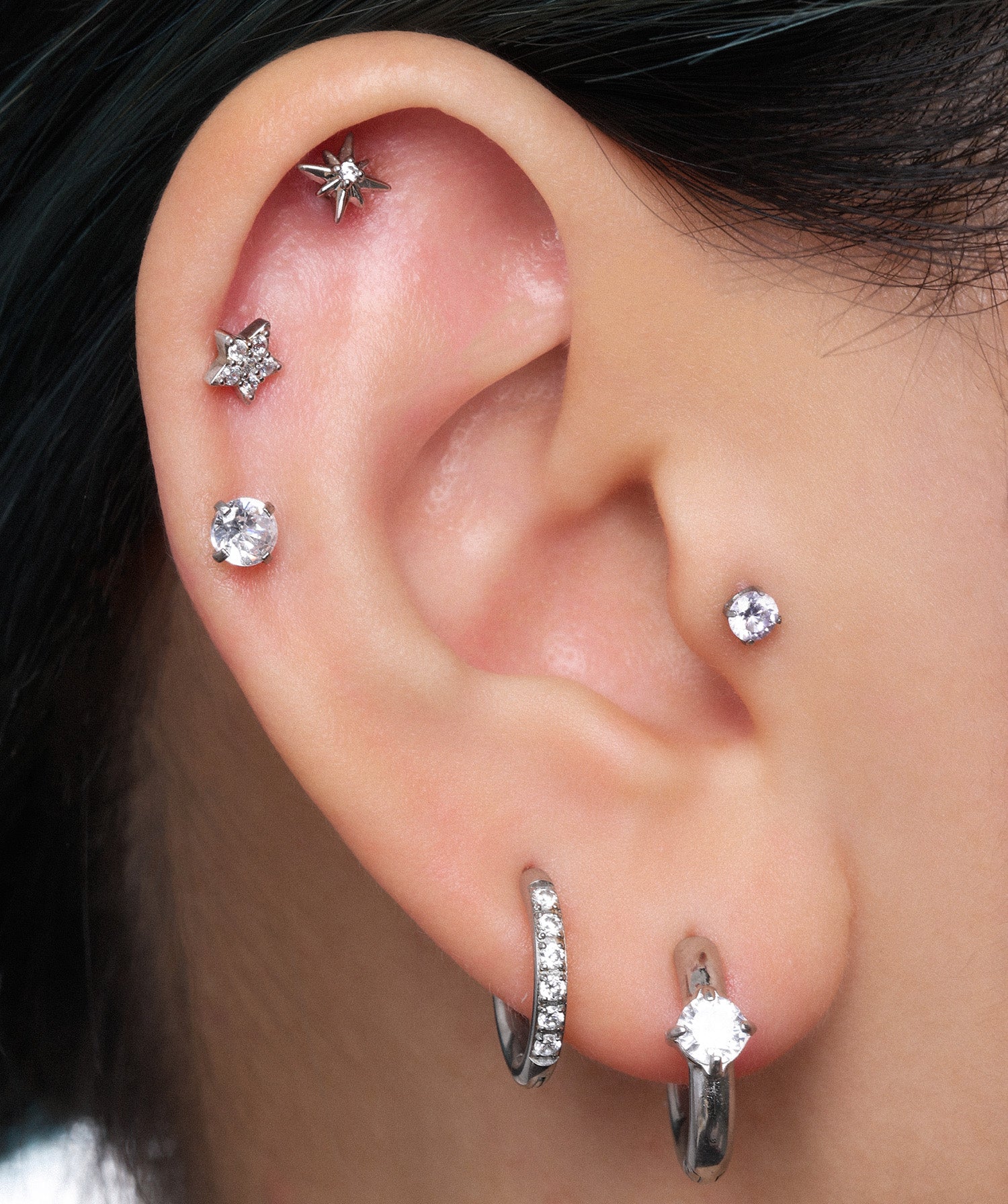 Round Minimalist Gemstone Hoop Earrings