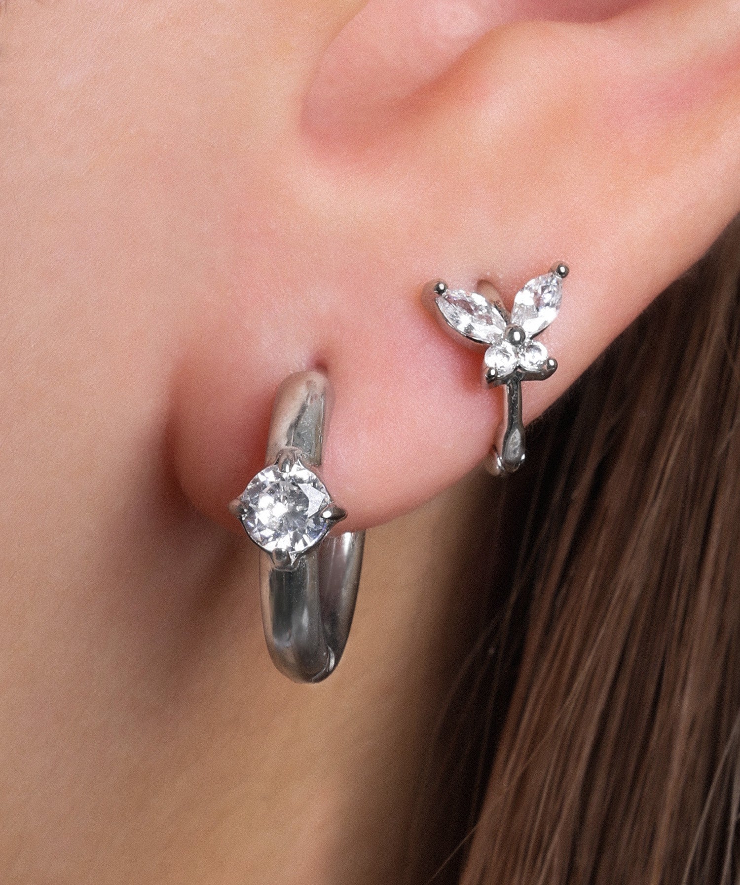 Round Minimalist Gemstone Hoop Earrings