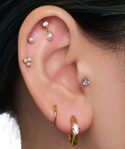 Titanium Pearl Flatback Stud