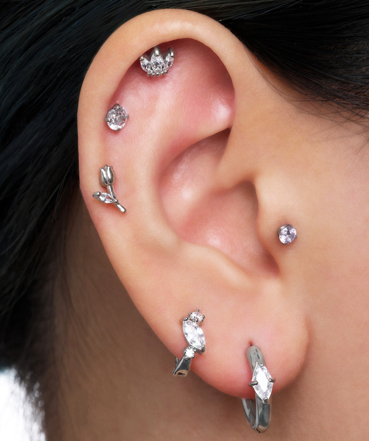 Rosie Stud - Stainless Steel - Upper Lobe, Helix - Oumo Jewelry