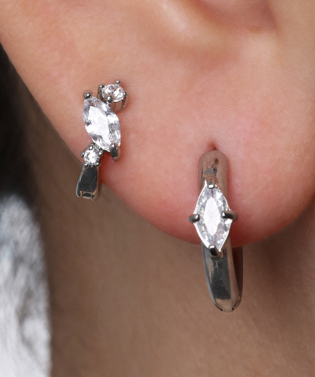 Oval Gemstone Hoops - Stainless Steel - Oumo Jewelry