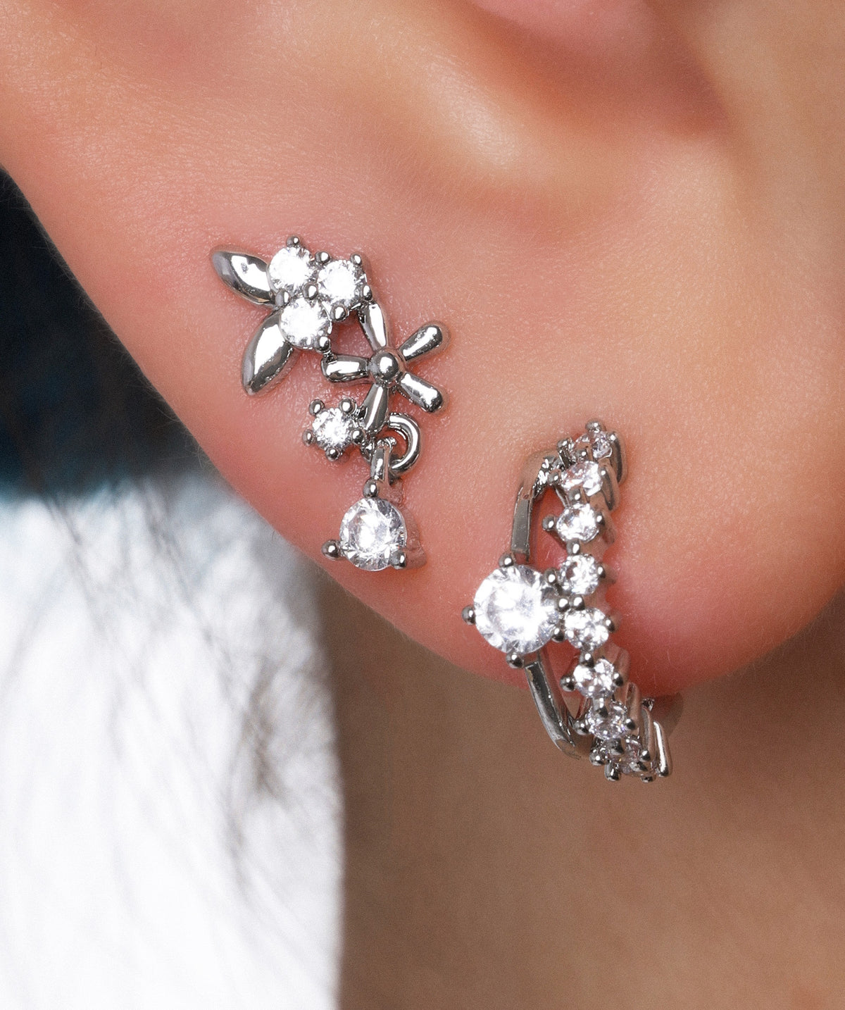 Bloom Cluster Stud - Stainless Steel - Upper Lobe, Helix, Flat - Oumo Jewelry