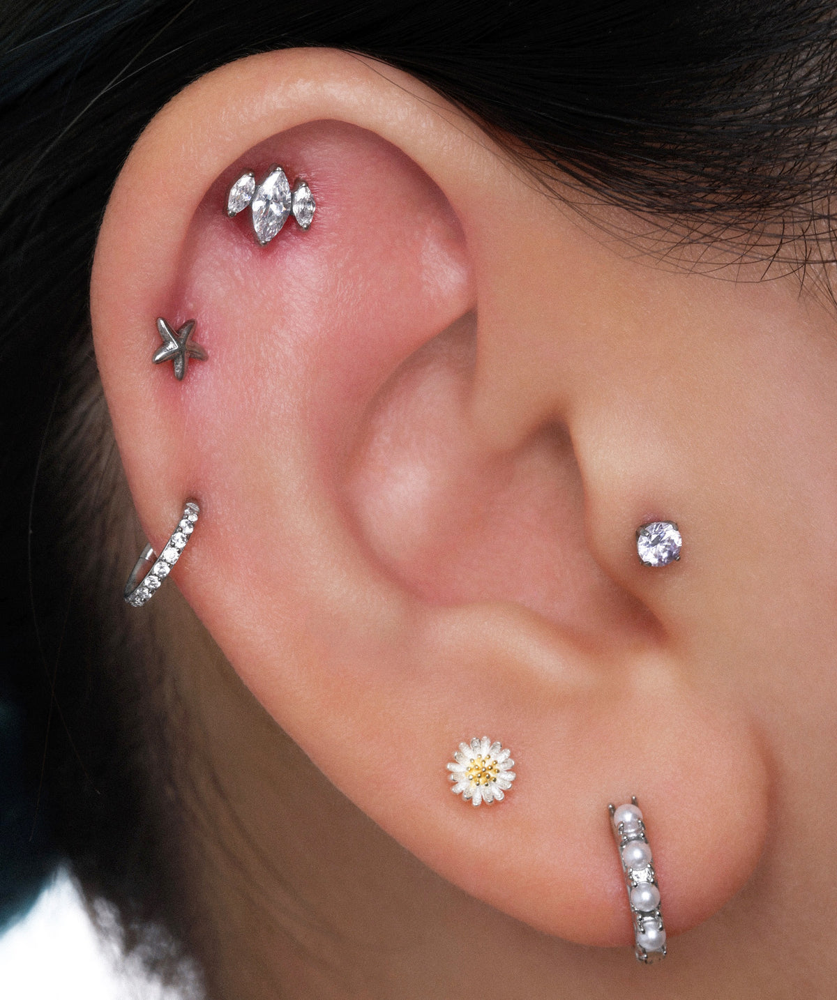 Sparkle Clicker - Stainless Steel - Lobe, Upper Lobe, Helix - Oumo Jewelry