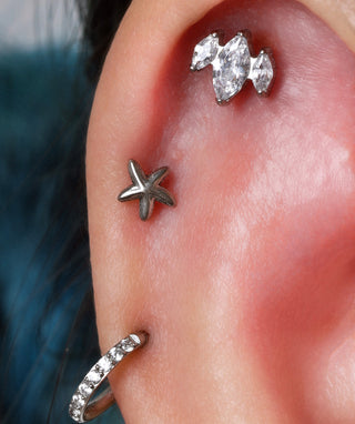 Titanium Trinity Marquise Stud - OumoJewelry