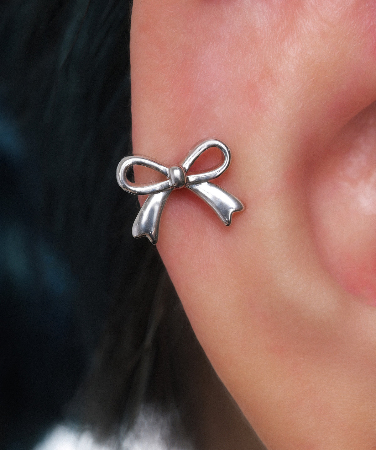 Sweet Bow Stud - Stainless Steel - Helix, Upper Lobe, Flat - Oumo Jewelry