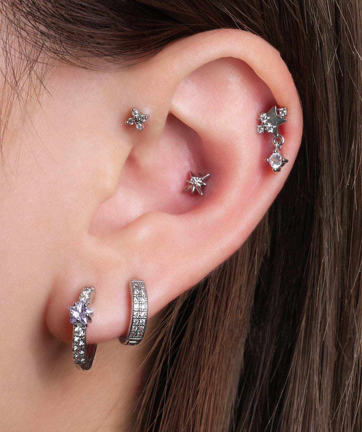 Starry Hoop - Brass - Lobe - Oumo Jewelry