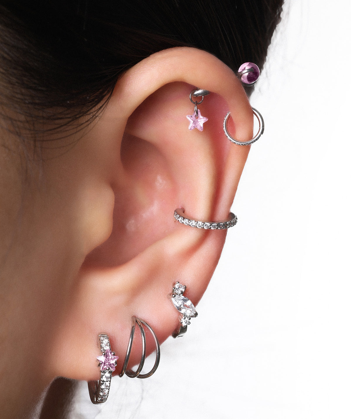 Titanium Star Vertical Helix Stud - Titanium - Vertical Helix - Oumo Jewelry