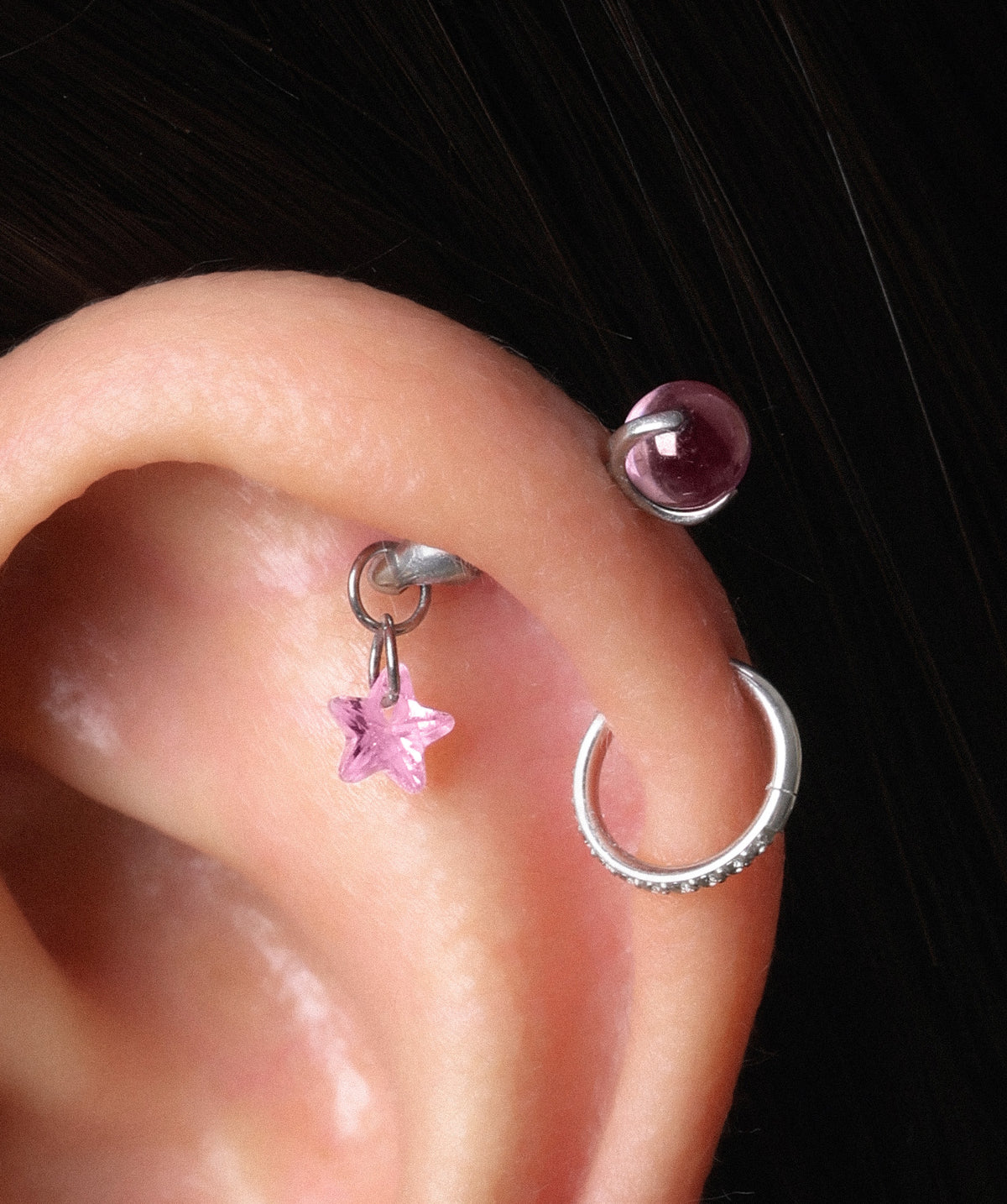 Titanium Star Vertical Helix Stud - Titanium - Vertical Helix - Oumo Jewelry