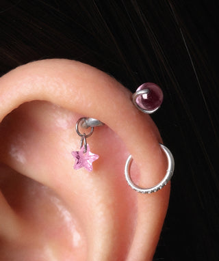 Titanium Star Vertical Helix Stud - OumoJewelry