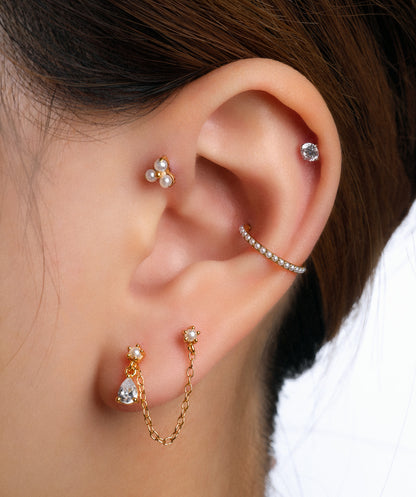Titanium Elegant Pearl Flatback Stud