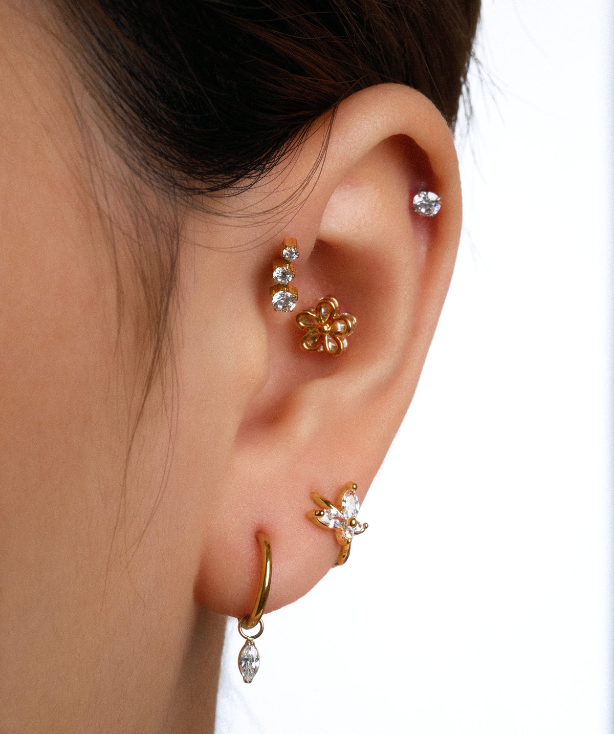 Titanium Trinity Stud - Titanium - Helix, Upper Lobe, Conch - Oumo Jewelry