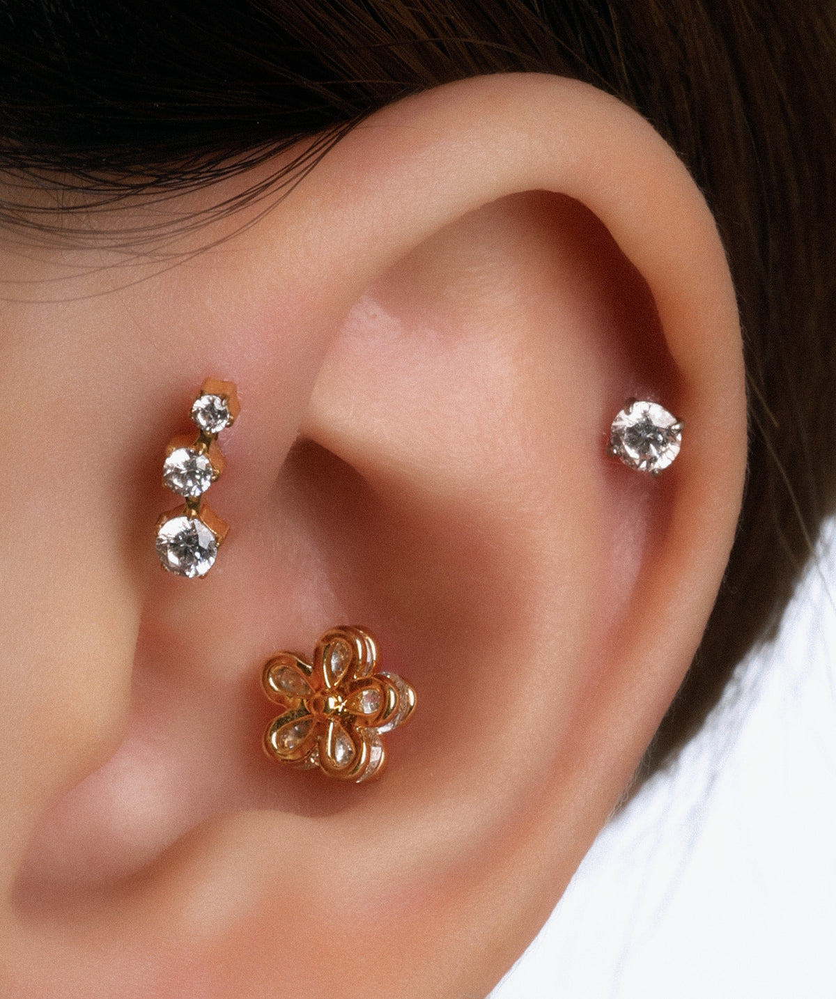 Titanium Trinity Stud - Titanium - Helix, Upper Lobe, Conch - Oumo Jewelry