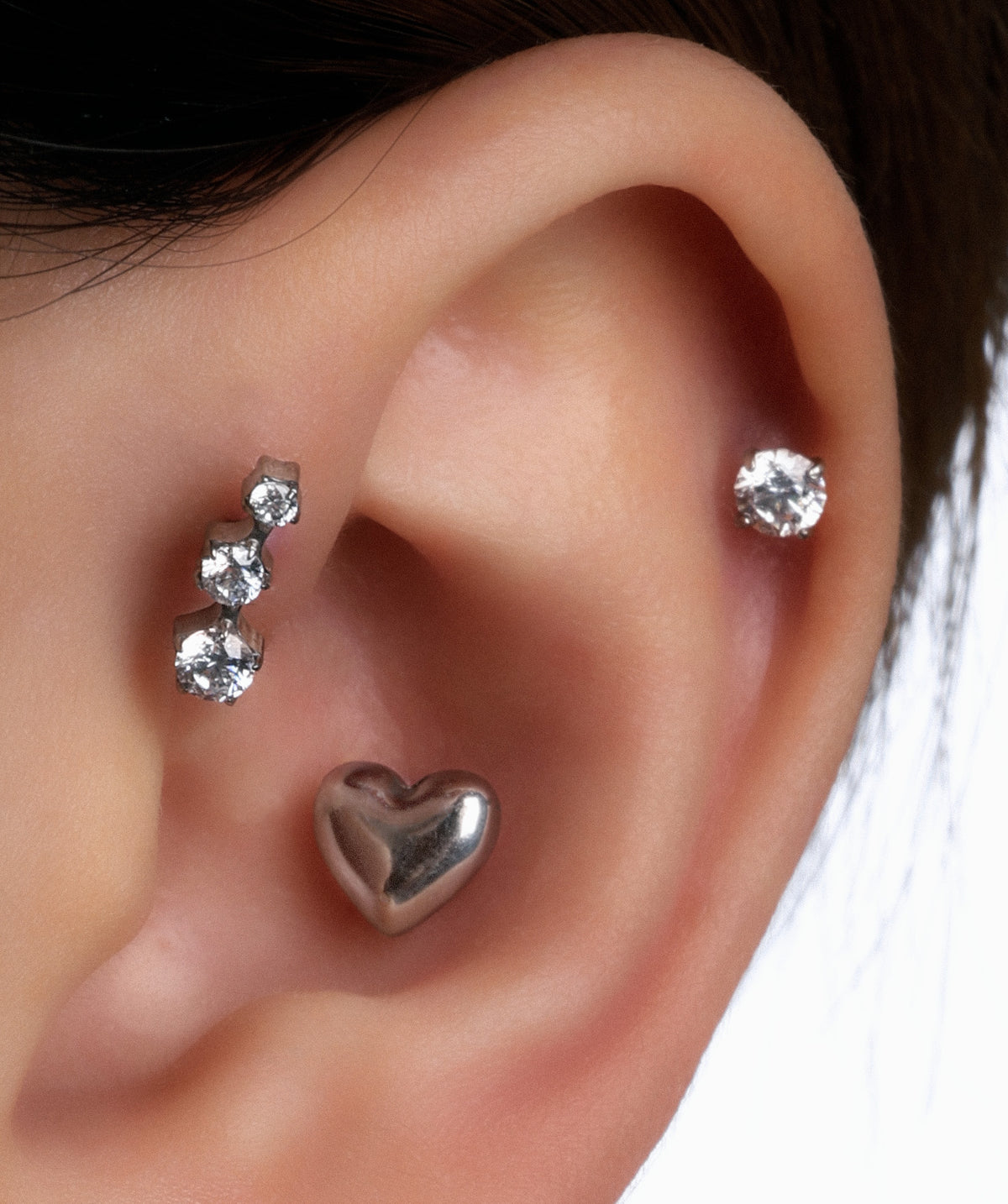 Titanium Trinity Stud - Titanium - Helix, Upper Lobe, Conch - Oumo Jewelry