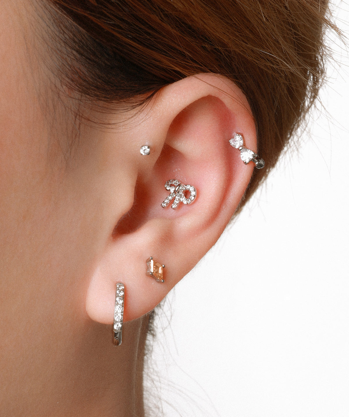 Gem Stud - Stainless Steel - Helix, Forward Helix, Upper Lobe - Oumo Jewelry
