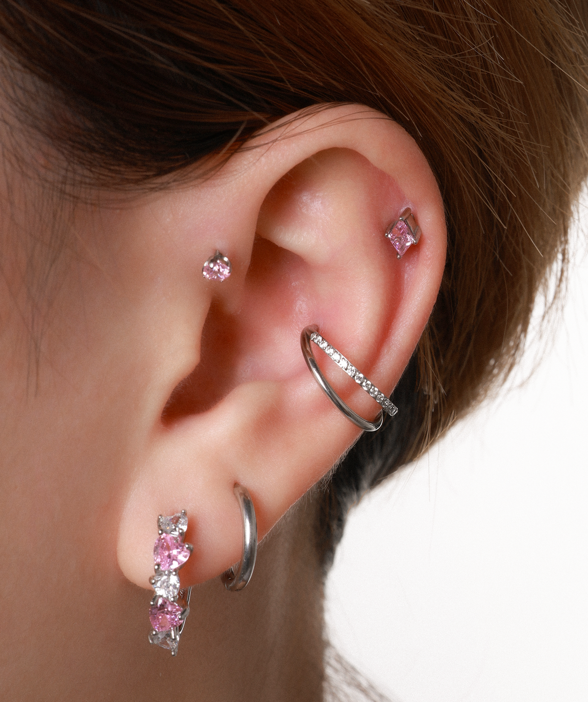 Twilight Curve Clicker Hoop - Stainless Steel - Lobe, Upper Lobe, Helix - Oumo Jewelry