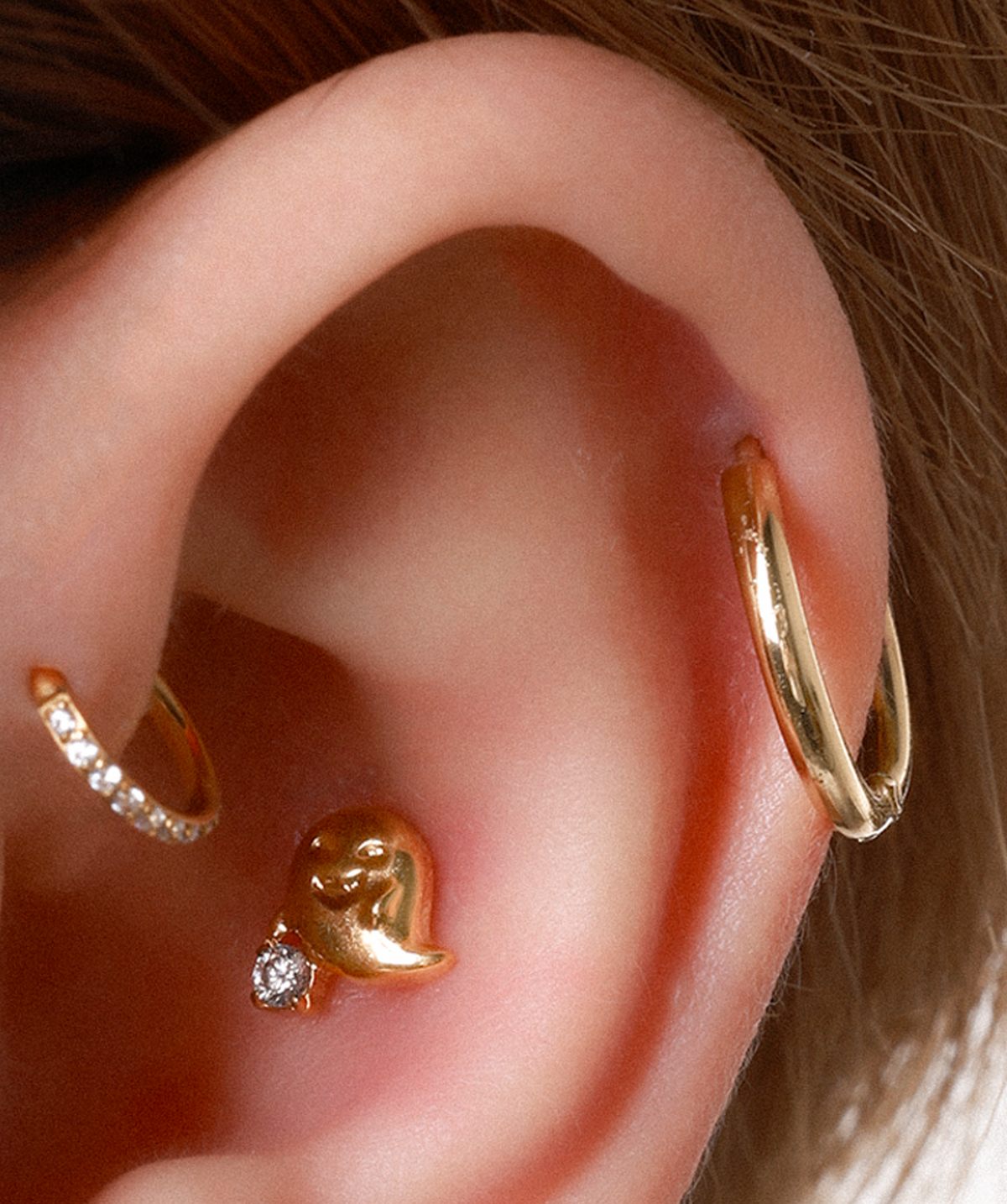 Titanium Cute Ghost Stud - Titanium - Helix, Upper Lobe, Conch - Oumo Jewelry