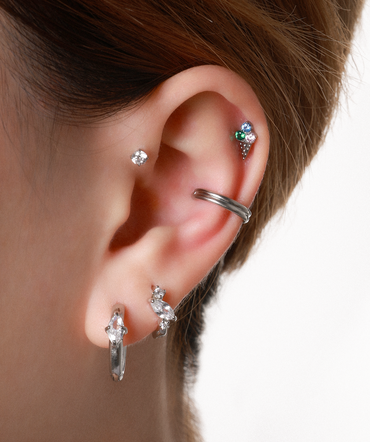 Titanium Ice Cream Stud - Titanium - Upper Lobe, Helix, Conch - Oumo Jewelry