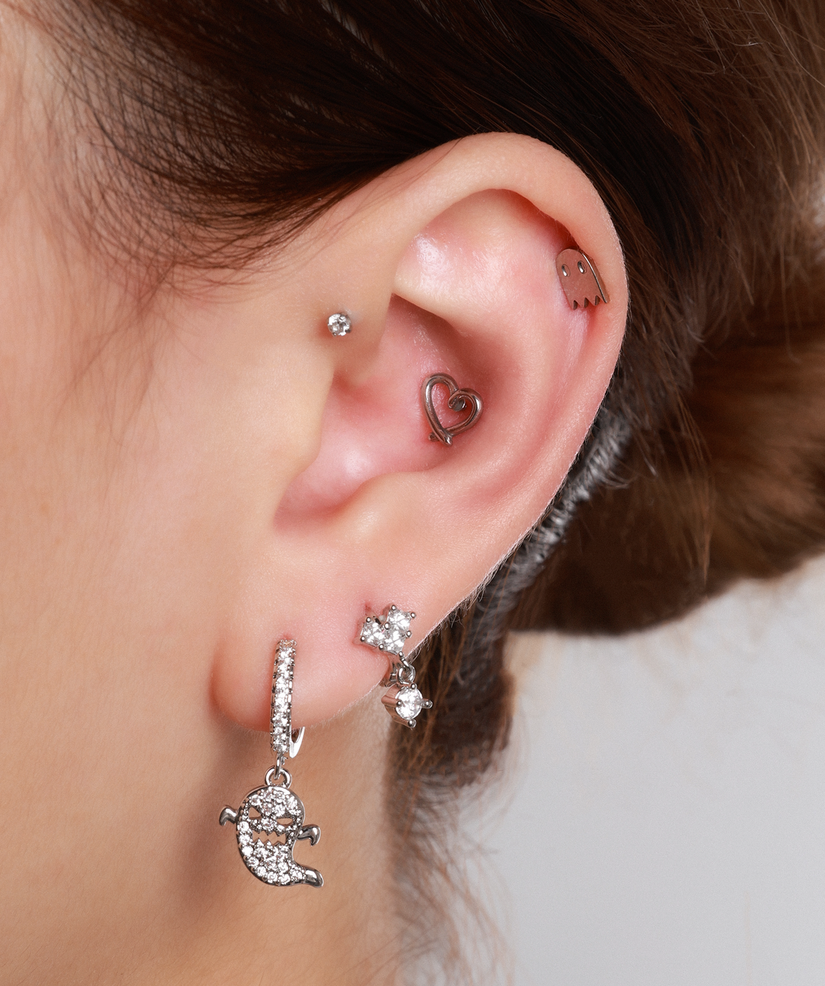 Ghost Dangle Hoop - Brass - Lobe - Oumo Jewelry