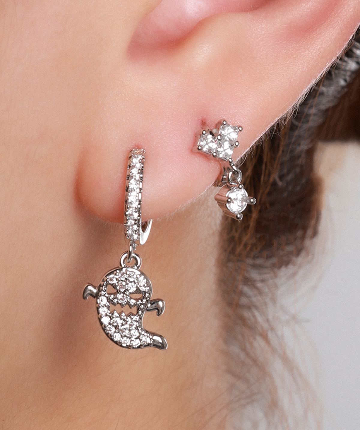 Ghost Dangle Hoop - Brass - Lobe - Oumo Jewelry