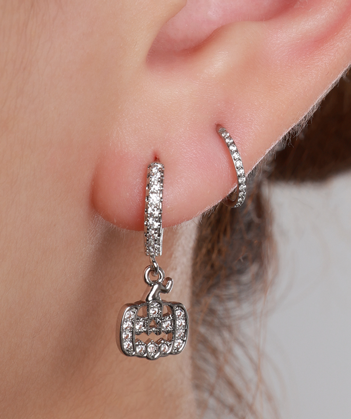 Pumpkin Dangle Hoop - Brass - Lobe - Oumo Jewelry
