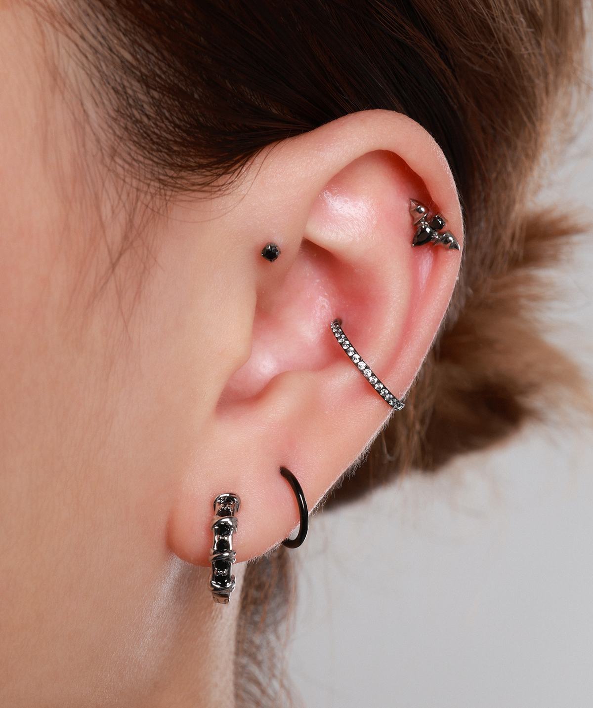 Titanium Bat Stud - Titanium - Upper Lobe, Helix, Conch - Oumo Jewelry