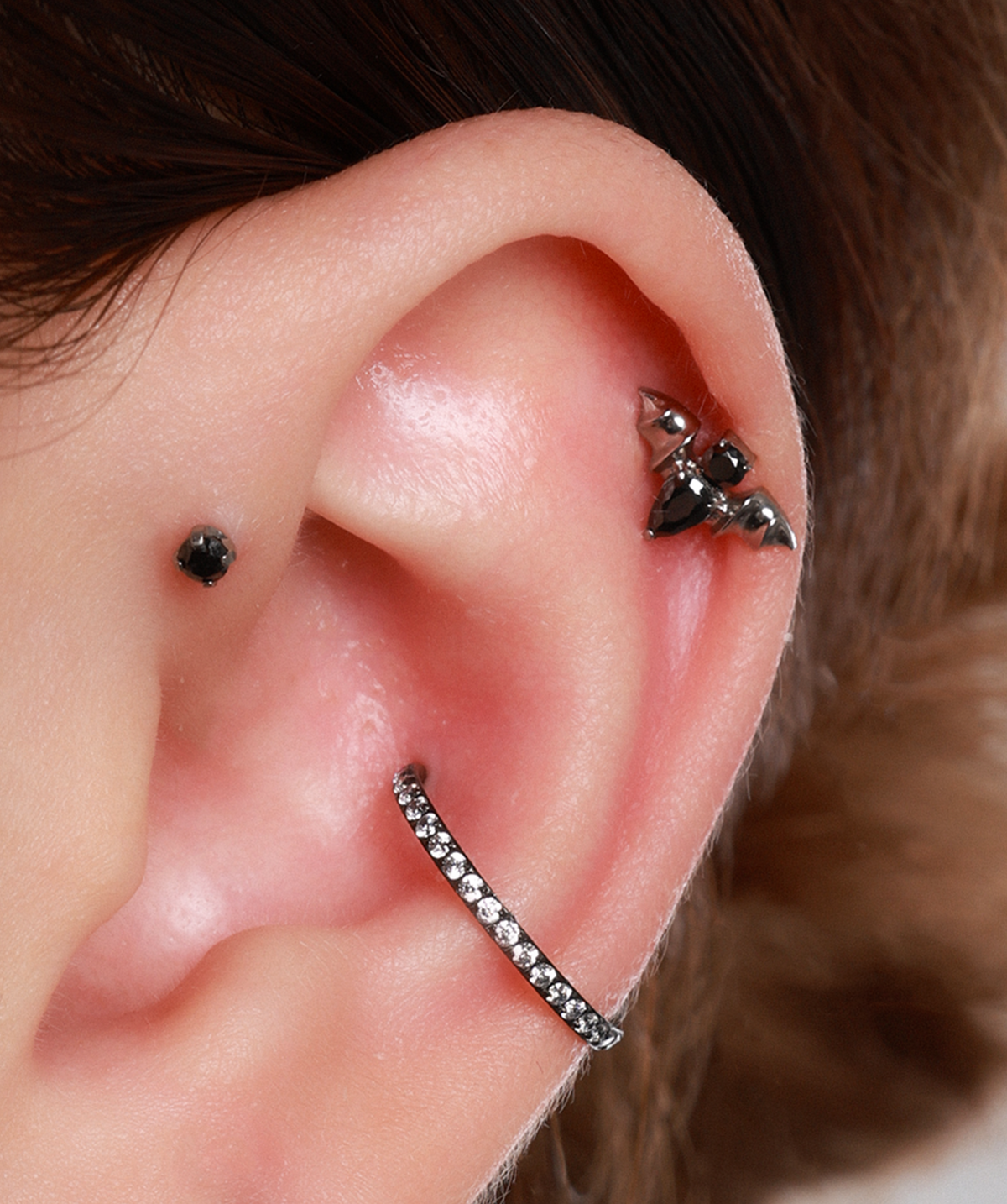 Titanium Bat Stud - Titanium - Upper Lobe, Helix, Conch - Oumo Jewelry