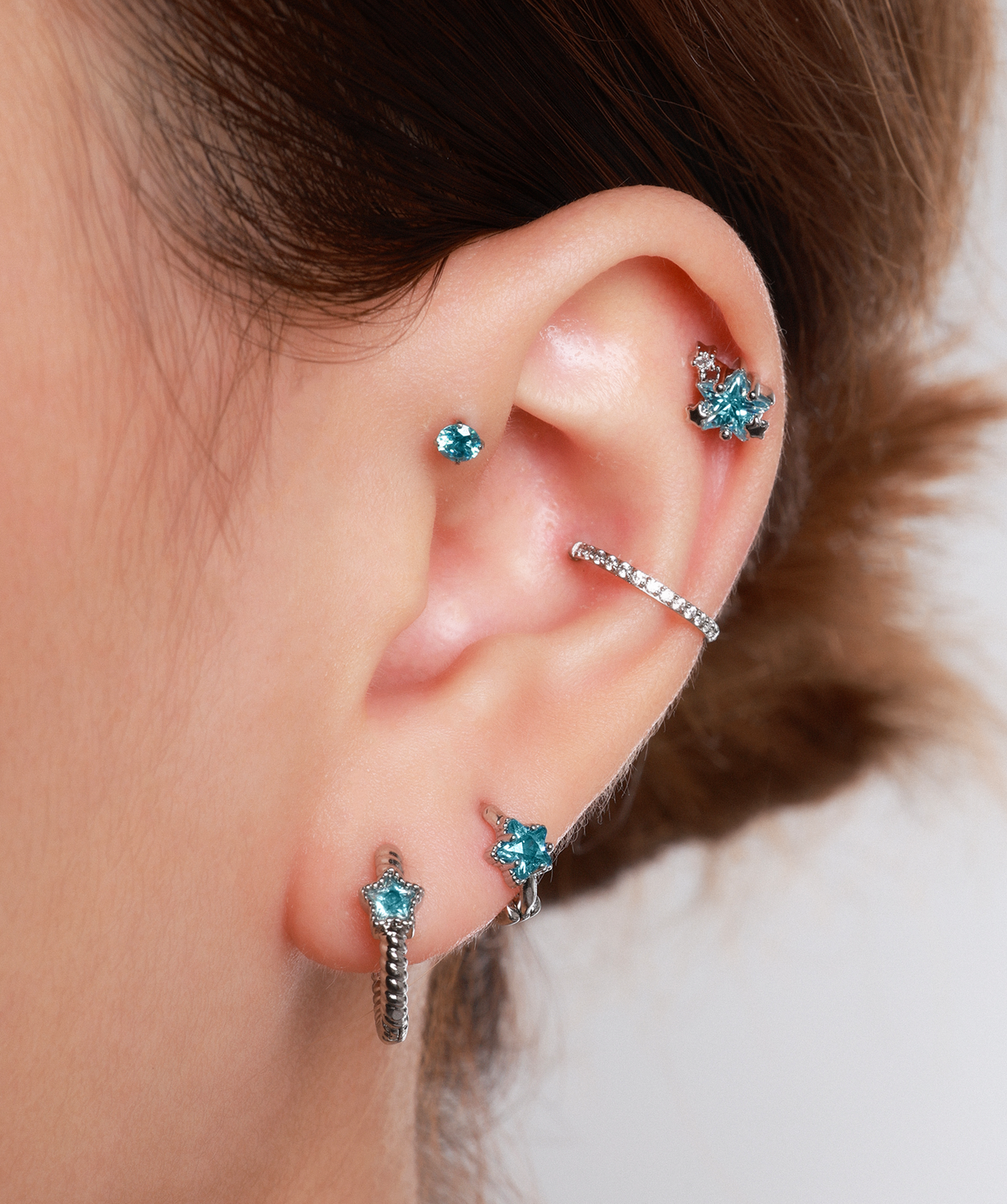 Dreamy Star Stud - Stainless Steel - Upper Lobe, Helix, Flat - Oumo Jewelry