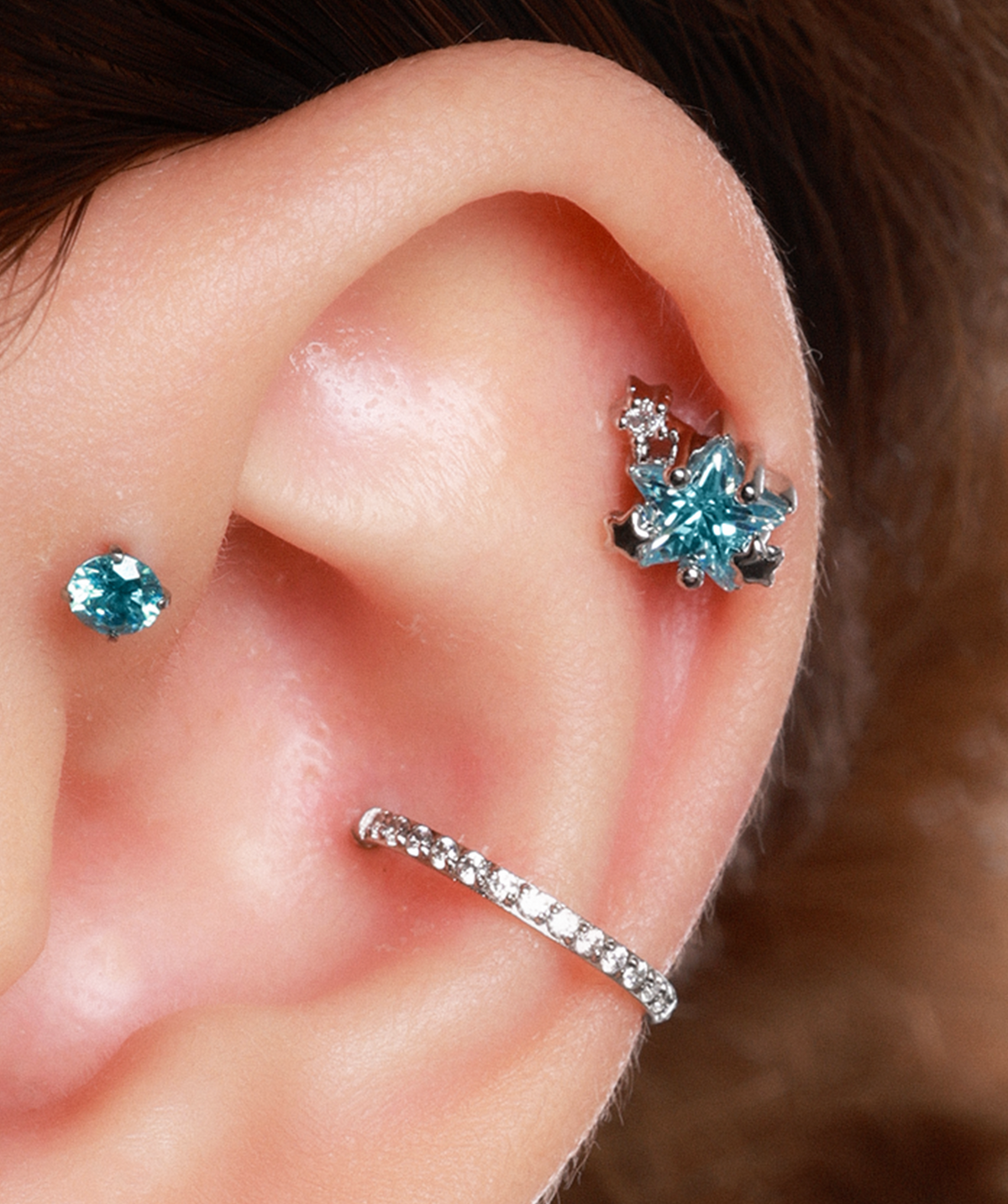 Dreamy Star Stud - Stainless Steel - Upper Lobe, Helix, Flat - Oumo Jewelry