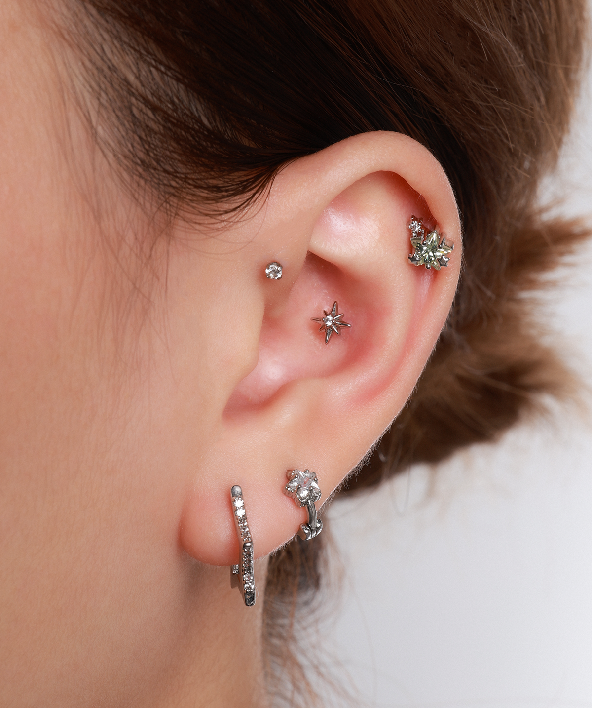 Dreamy Star Stud - Stainless Steel - Upper Lobe, Helix, Flat - Oumo Jewelry