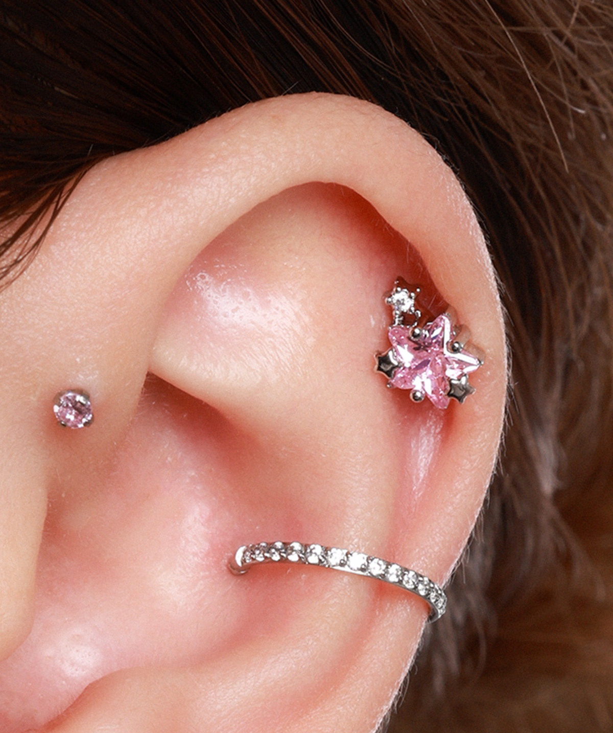 Dreamy Star Stud - Stainless Steel - Upper Lobe, Helix, Flat - Oumo Jewelry