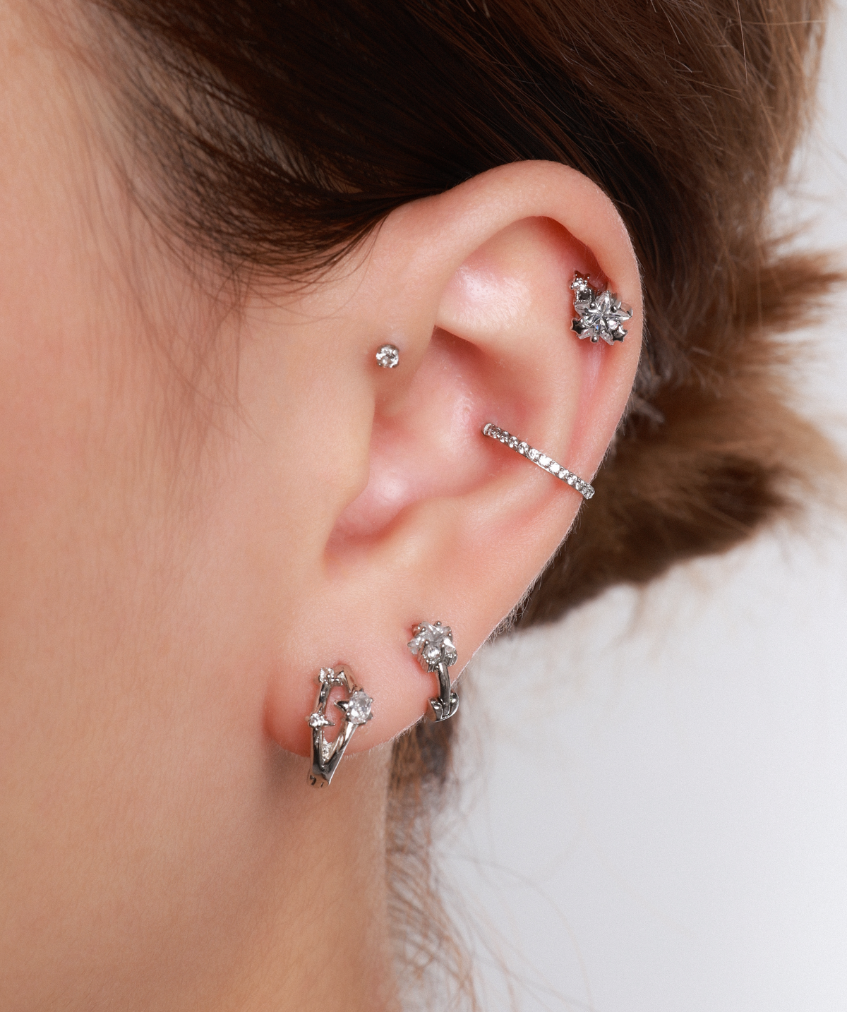 Dreamy Star Stud - Stainless Steel - Upper Lobe, Helix, Flat - Oumo Jewelry