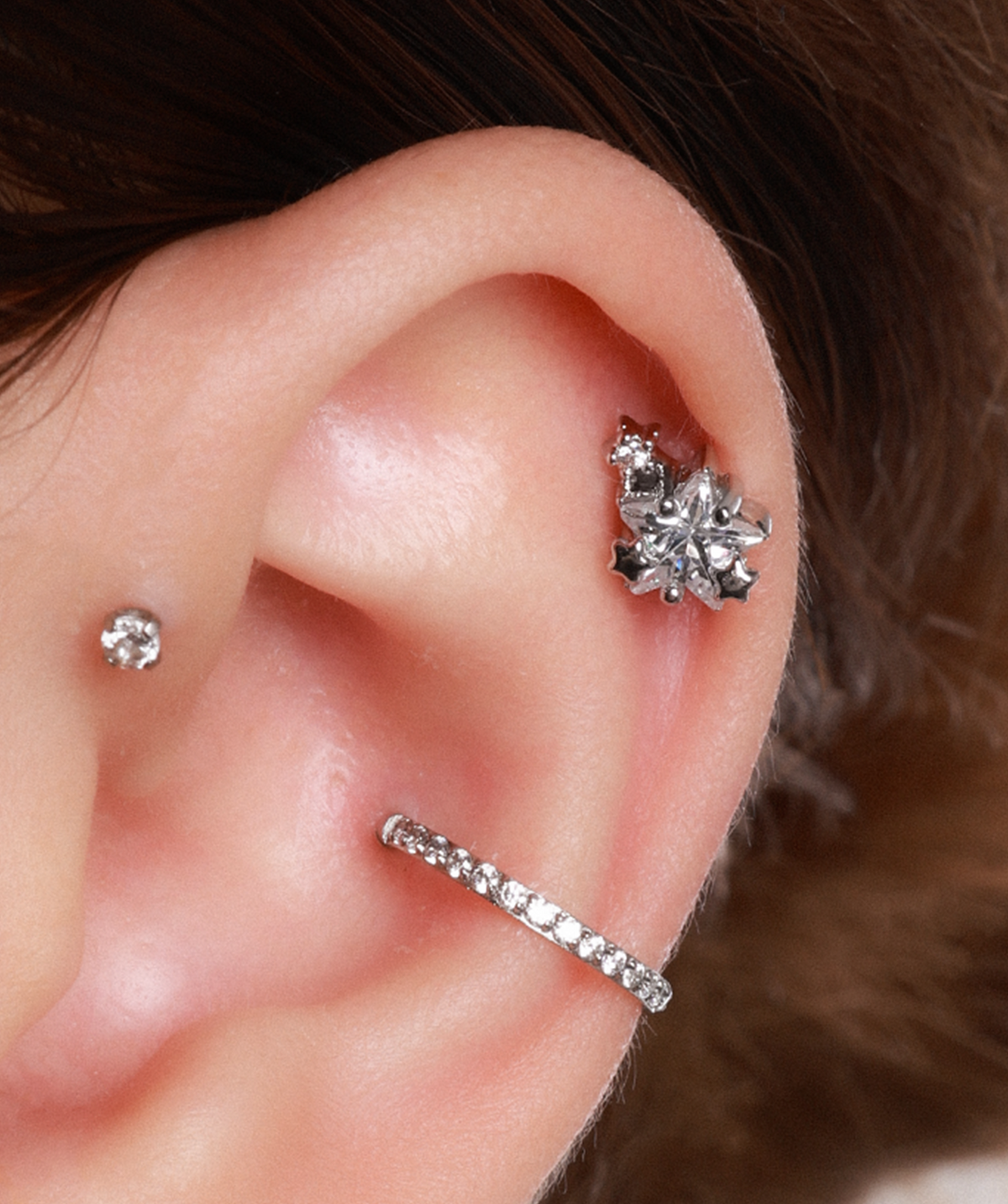 Dreamy Star Stud - Stainless Steel - Upper Lobe, Helix, Flat - Oumo Jewelry