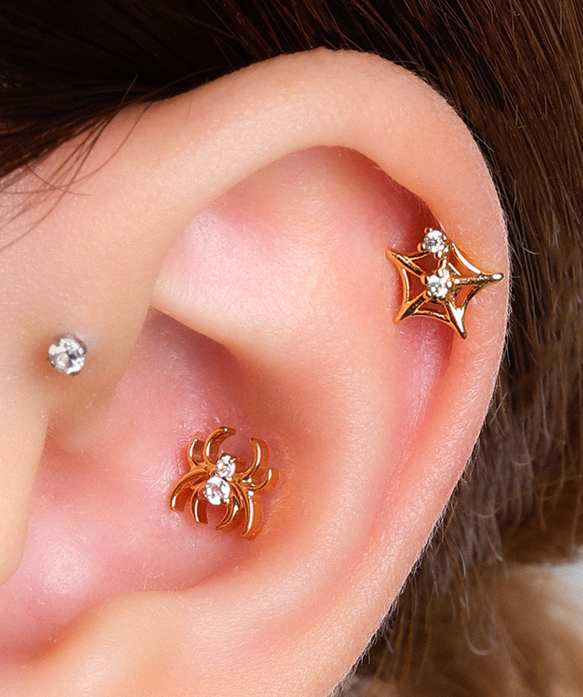 Titanium Spider Stud - Titanium - Upper Lobe, Helix, Flat - Oumo Jewelry