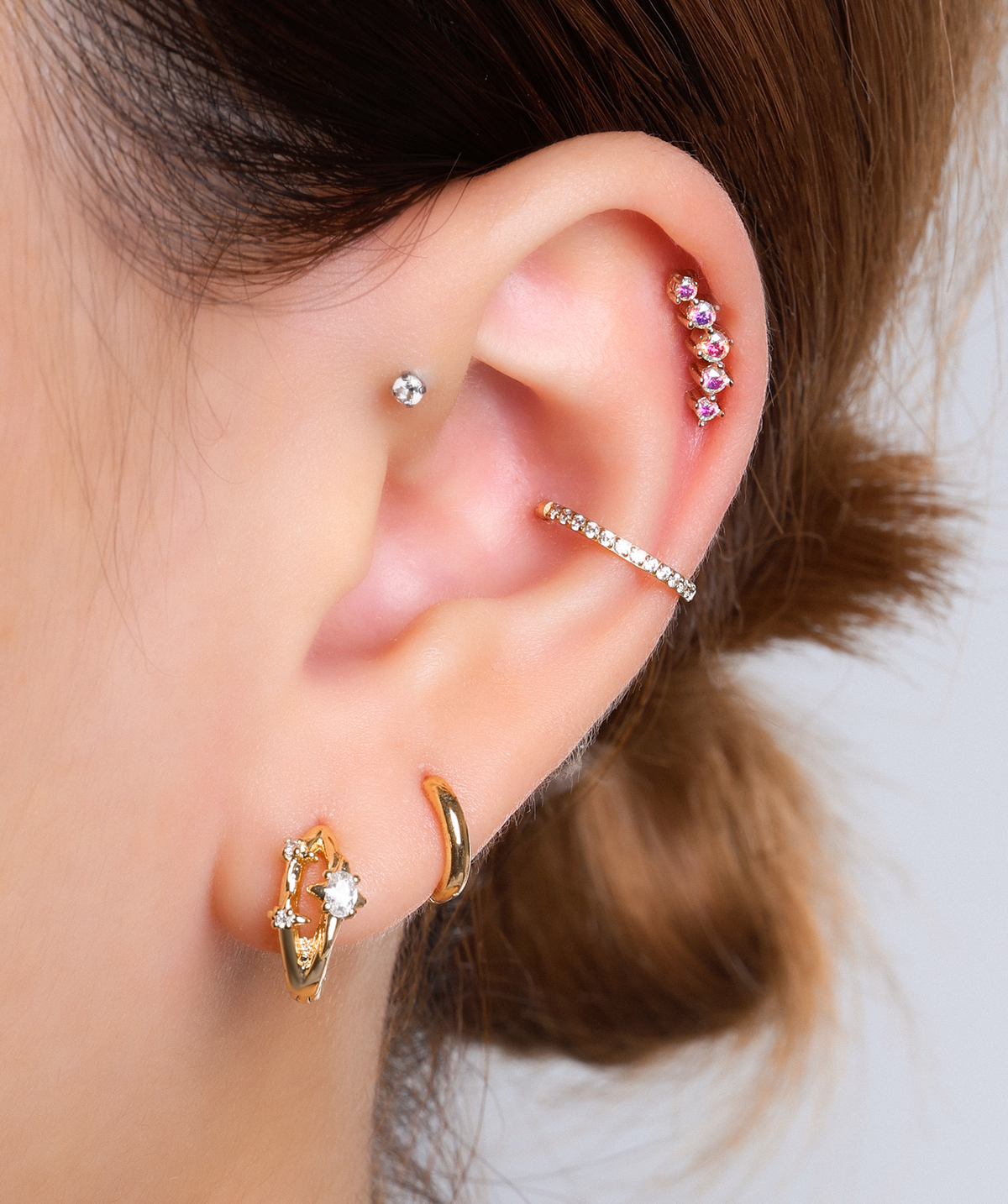 Twinkle Stud - Stainless Steel - Upper Lobe, Helix, Flat - Oumo Jewelry