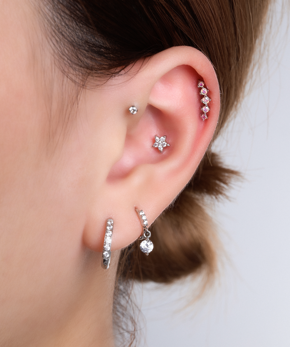 Twinkle Stud - Stainless Steel - Upper Lobe, Helix, Flat - Oumo Jewelry